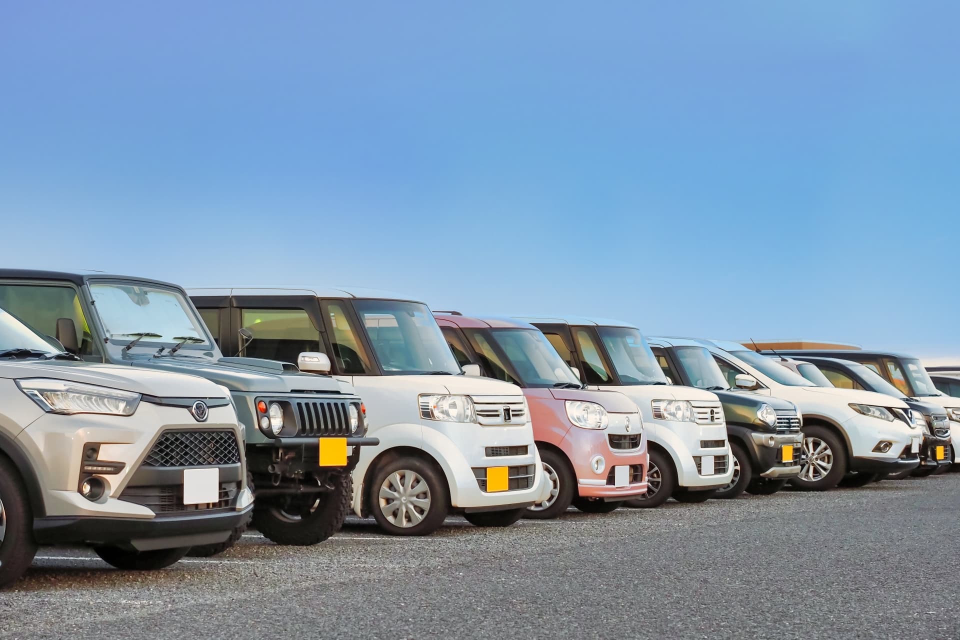 立ち並ぶ販売中の中古車