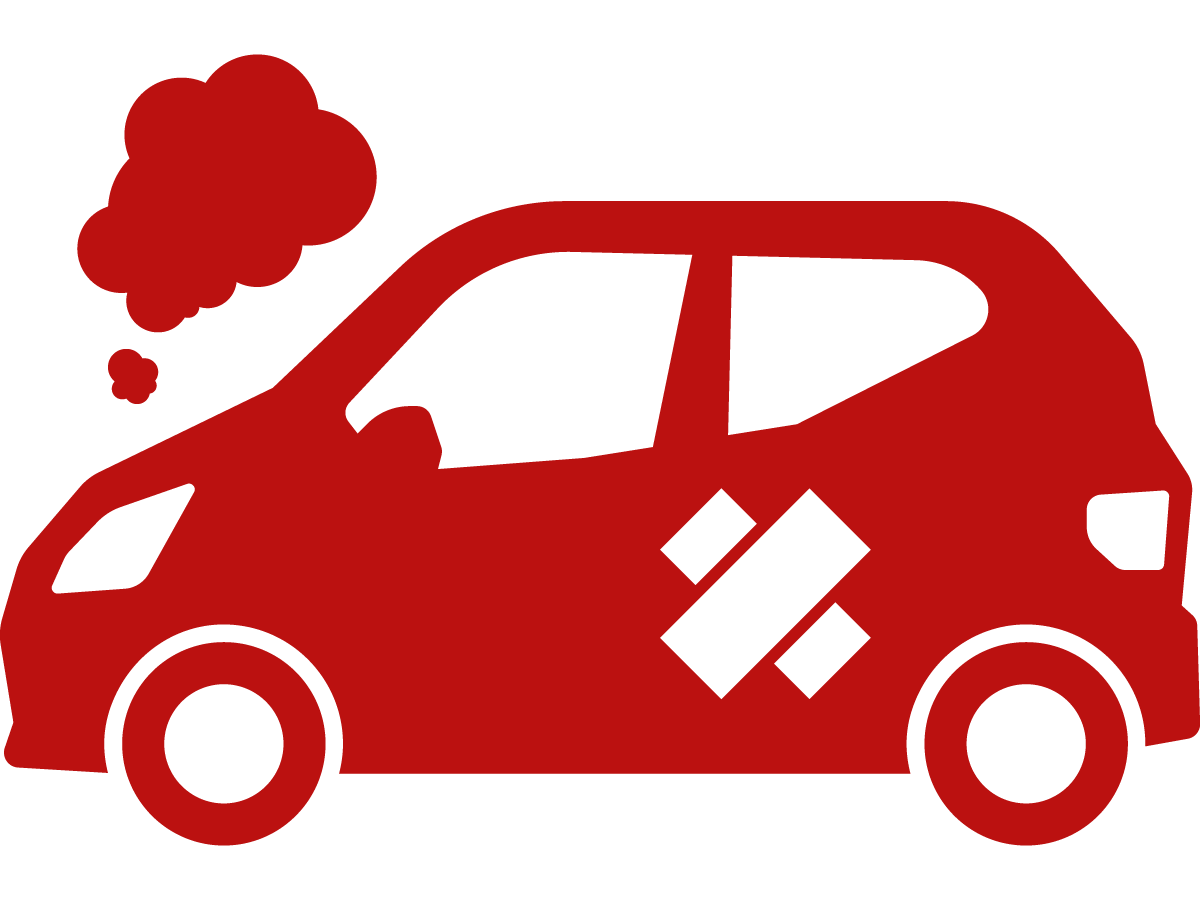 事故で傷だらけの車のイラスト